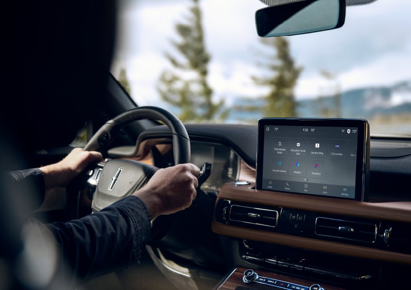 The center touch screen in a 2024 Lincoln Aviator® SUV is shown | West Point Lincoln in Houston TX