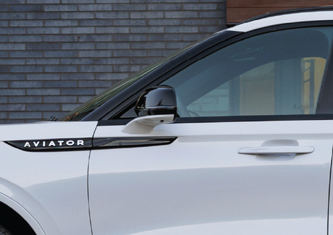 The driver’s door of a white 2025 Lincoln Aviator® SUV is showcased. | West Point Lincoln in Houston TX