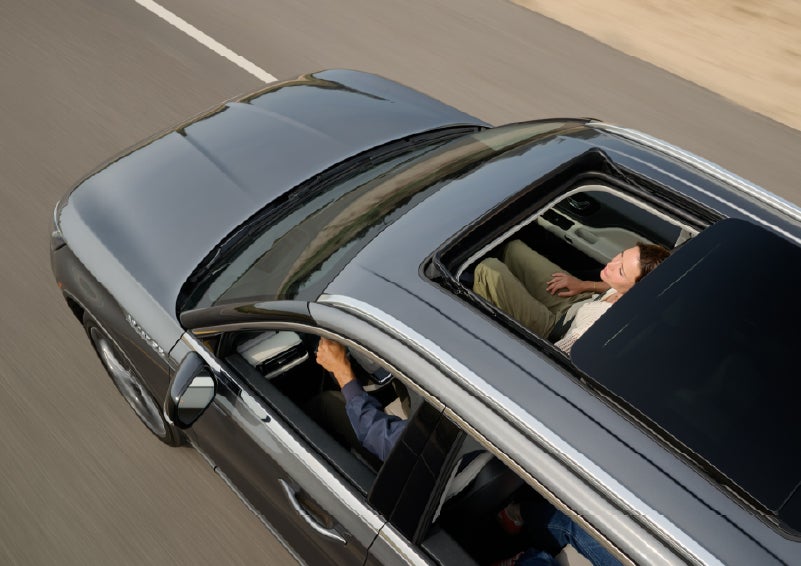 The available panoramic Vista Roof® of a 2027 Lincoln Aviator® SUV is open. | West Point Lincoln in Houston TX