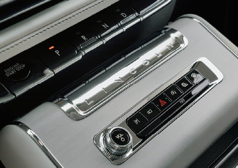 The piano key gear selector of a 2027 Lincoln Aviator® Back Label™ SUV. | West Point Lincoln in Houston TX