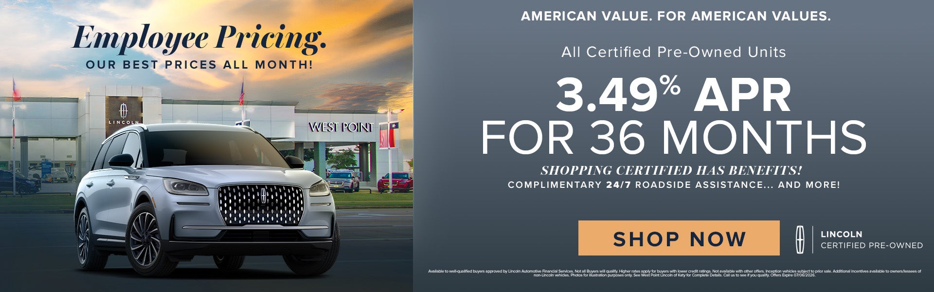 All Certified Pre-Owned Units 3.49% APR FOR 36 MONTHS